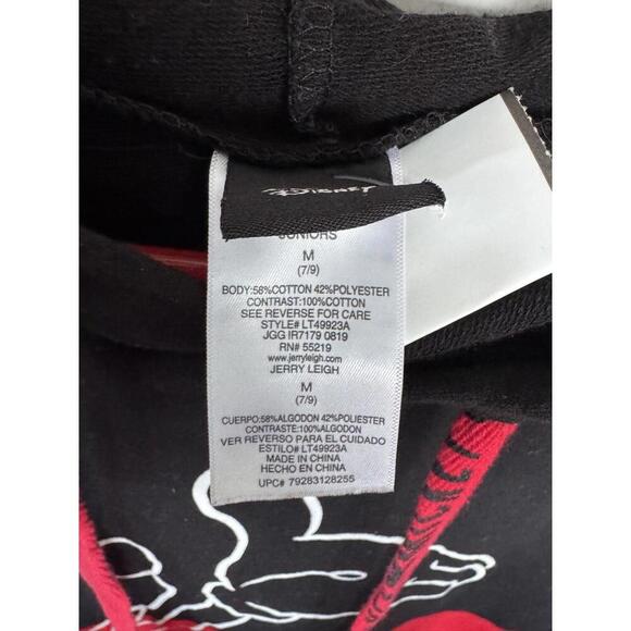 Disney Mickey Mouse Hoodie Red Black Juniors M Graphic Pullover Jerry Leigh - Picture 2 of 4